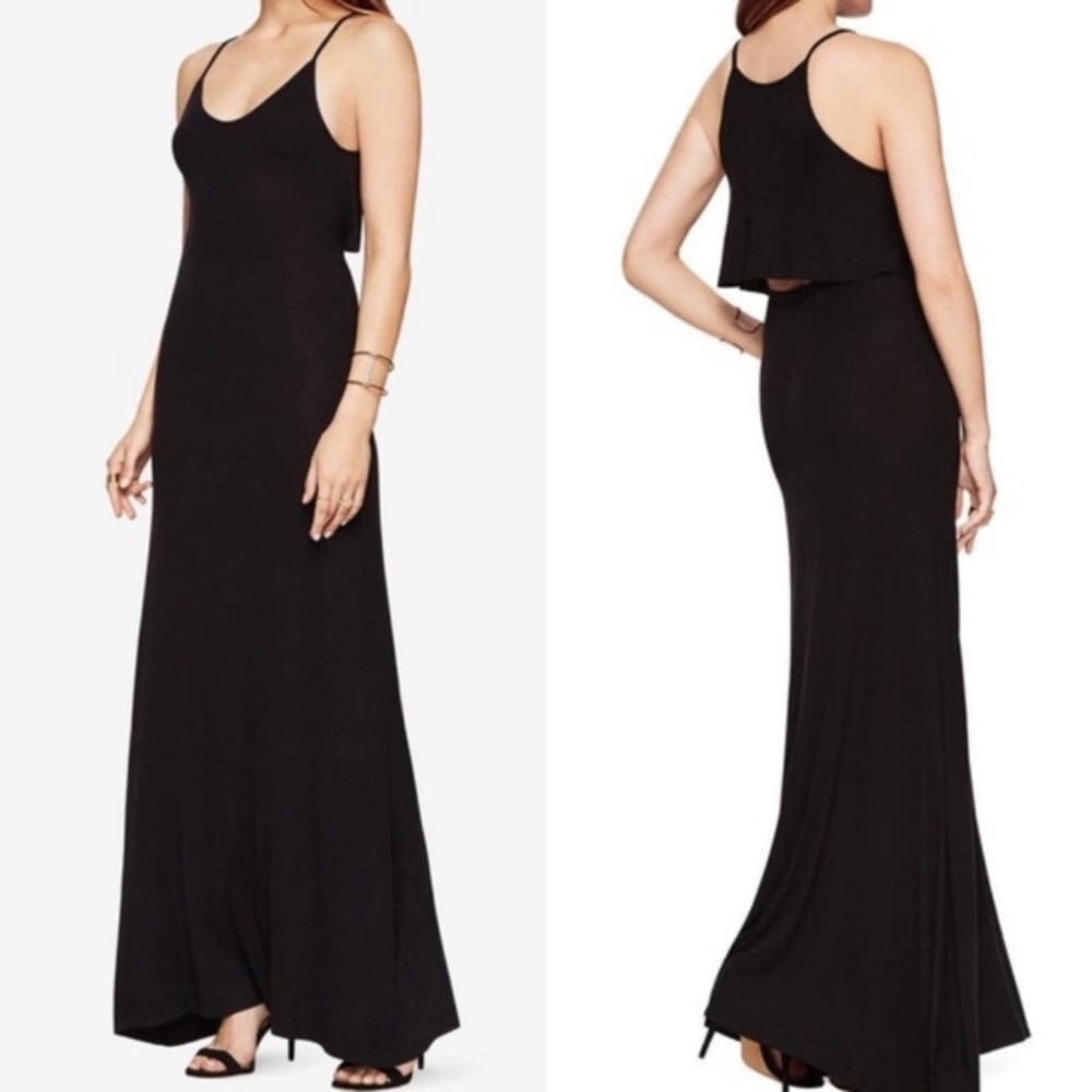 BCBGMAXAZRIA | Black Knit Open Back Maxi Dress •